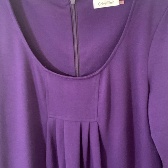 Calvin Klein Purple Dress 3/4 Sleeve Pleats - Picture 2 of 7